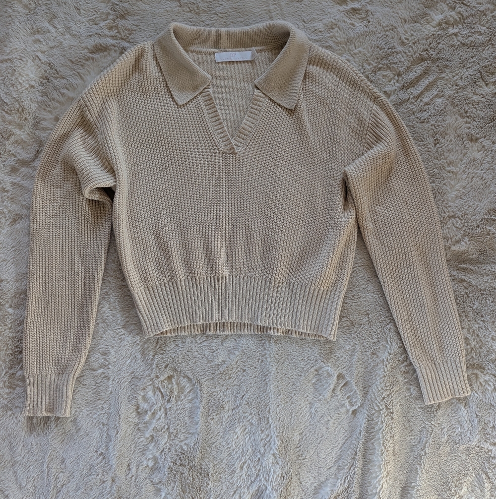 Rachel Parcell Cream V-Neck Sweater